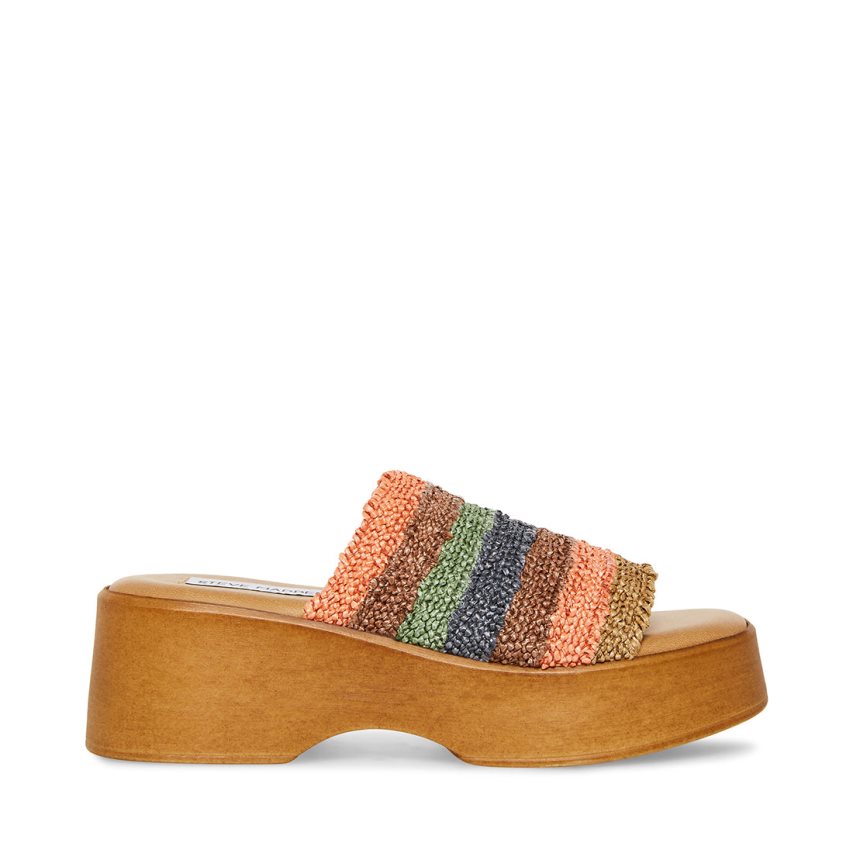 Multicolor Steve Madden Slinky30 Natural Women\'s Platform Sandals | PH 4635JXL